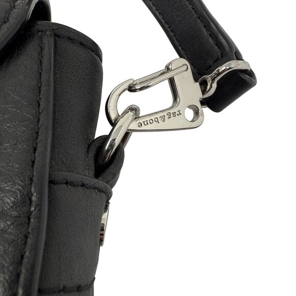 Rag & Bone Black Leather Crossbody Mini Flight Saddle Bag Small Purse - Picture 4 of 11